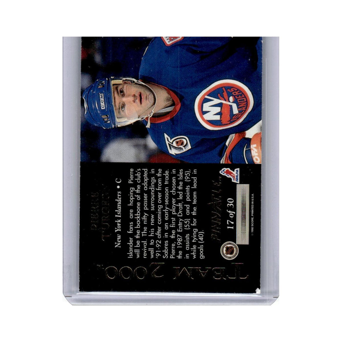 Pierre Turgeon 1992 Pinnacle #17 New York Islanders Hockey Card NM