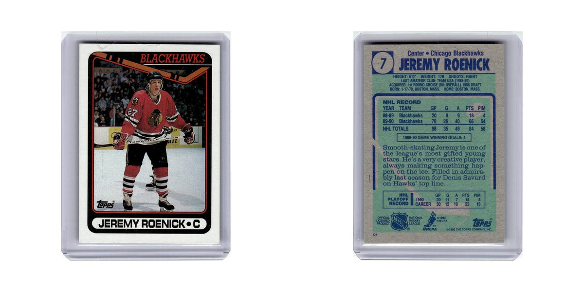 Jeremy Roenick 1990 Topps #7 Chicago Blackhawks Hockey Card NM