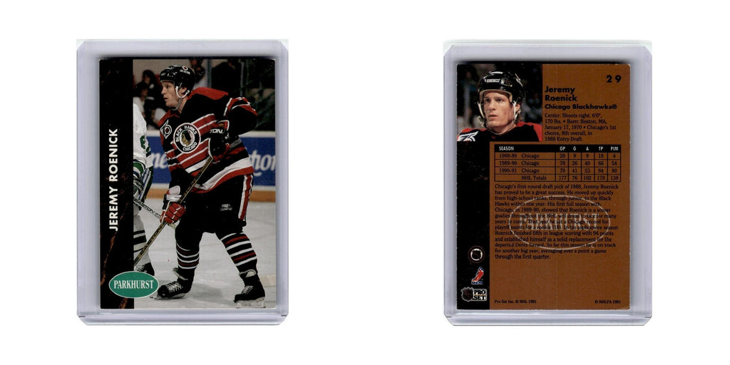 Jeremy Roenick 1991 Parkhurst #29 Chicago Blackhawks Hockey Card NM