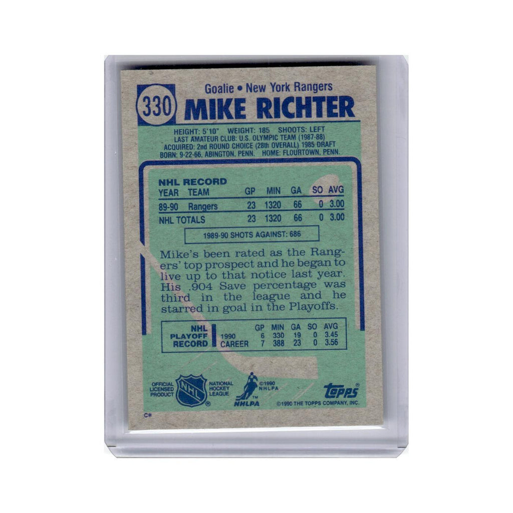 Mike Richter 1990 Topps #330 New York Rangers Hockey Card NM