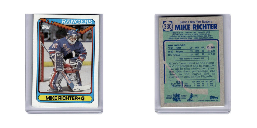 Mike Richter 1990 Topps #330 New York Rangers Hockey Card NM