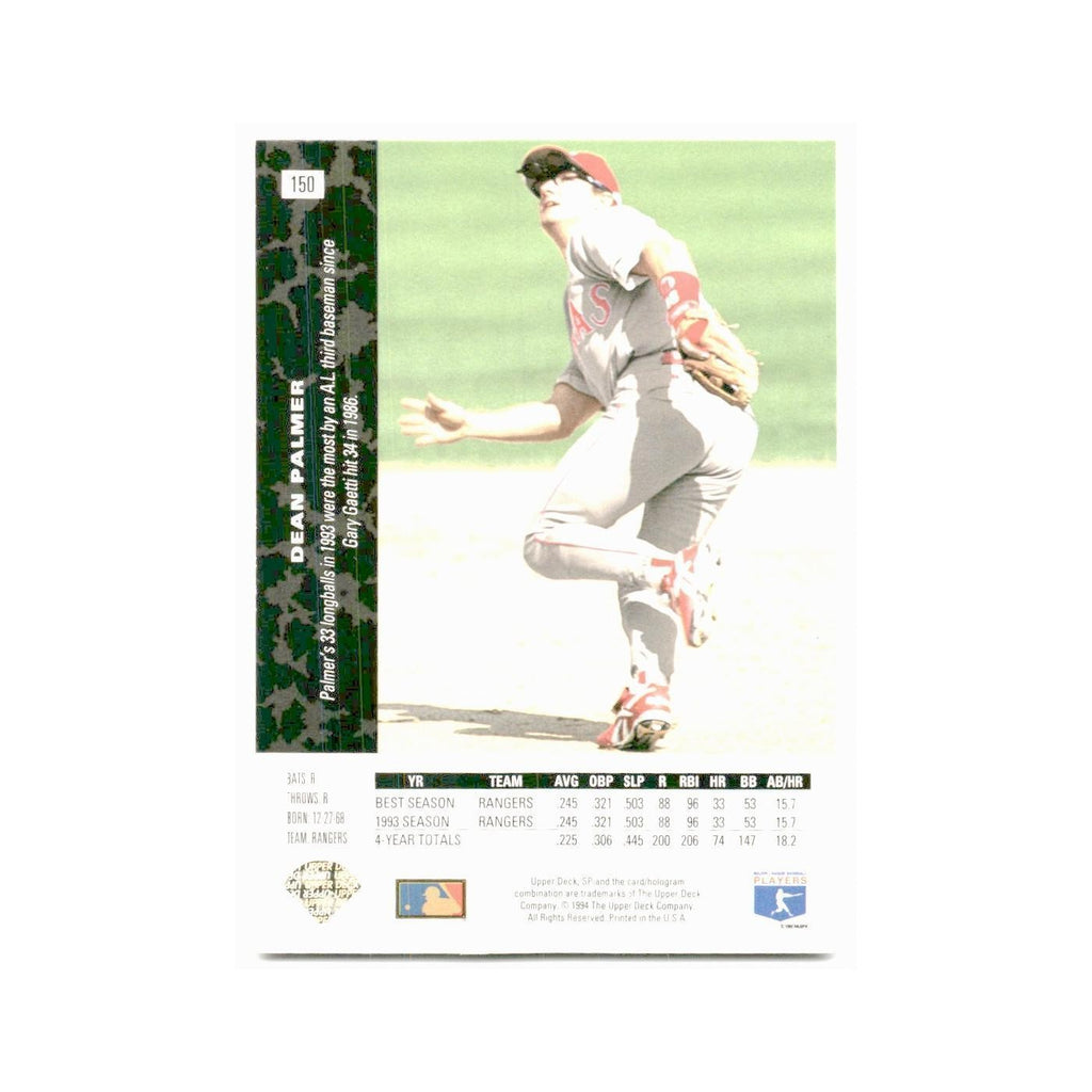 Dean Palmer 1994 SP #150 Texas Rangers Baseball Card NM