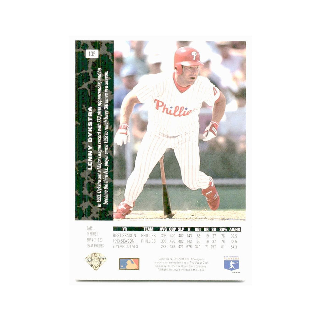Lenny Dykstra 1994 SP #135 Philadelphia Phillies Baseball Card NM