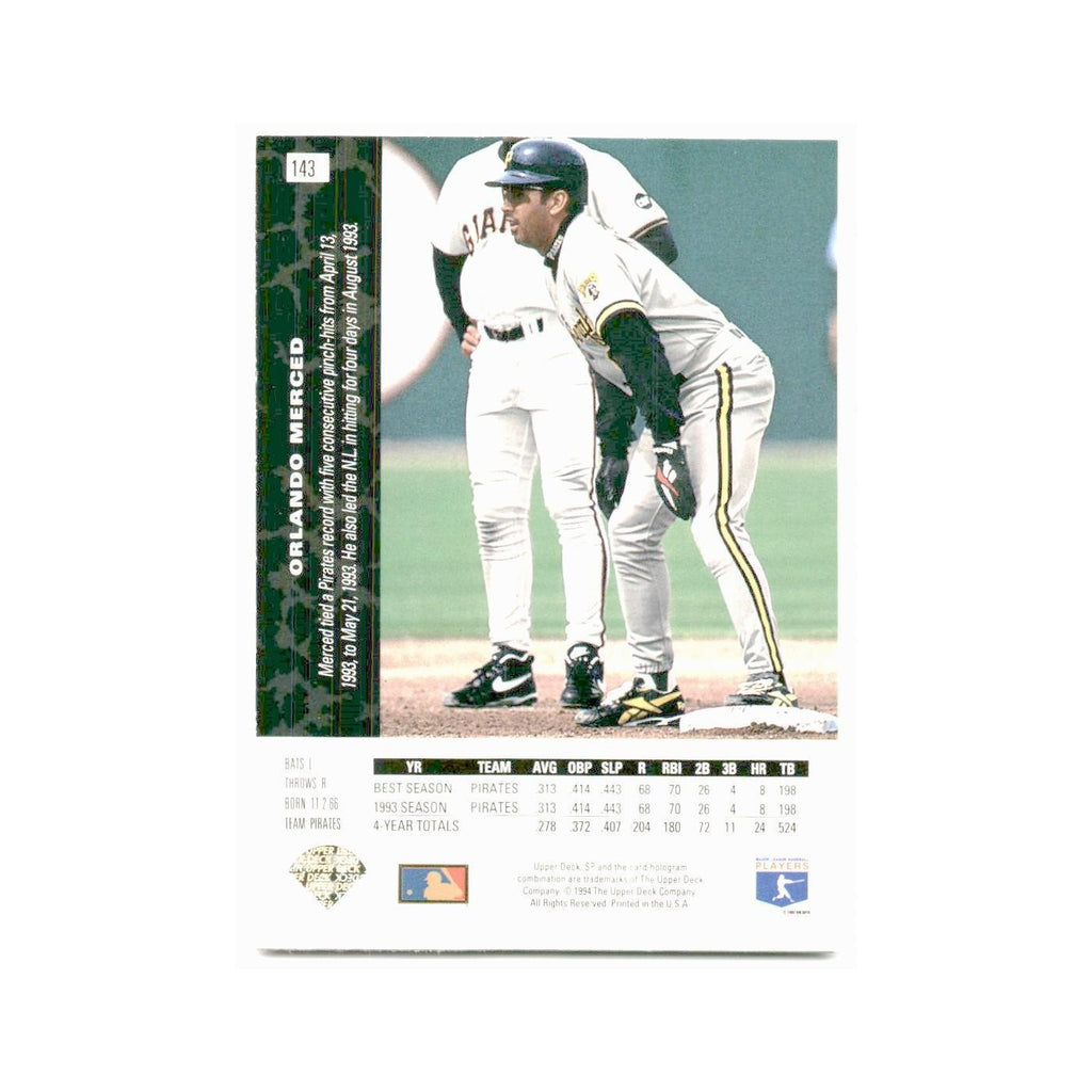 Orlando Merced 1994 SP #143 Pittsburgh Pirates Baseball Card NM