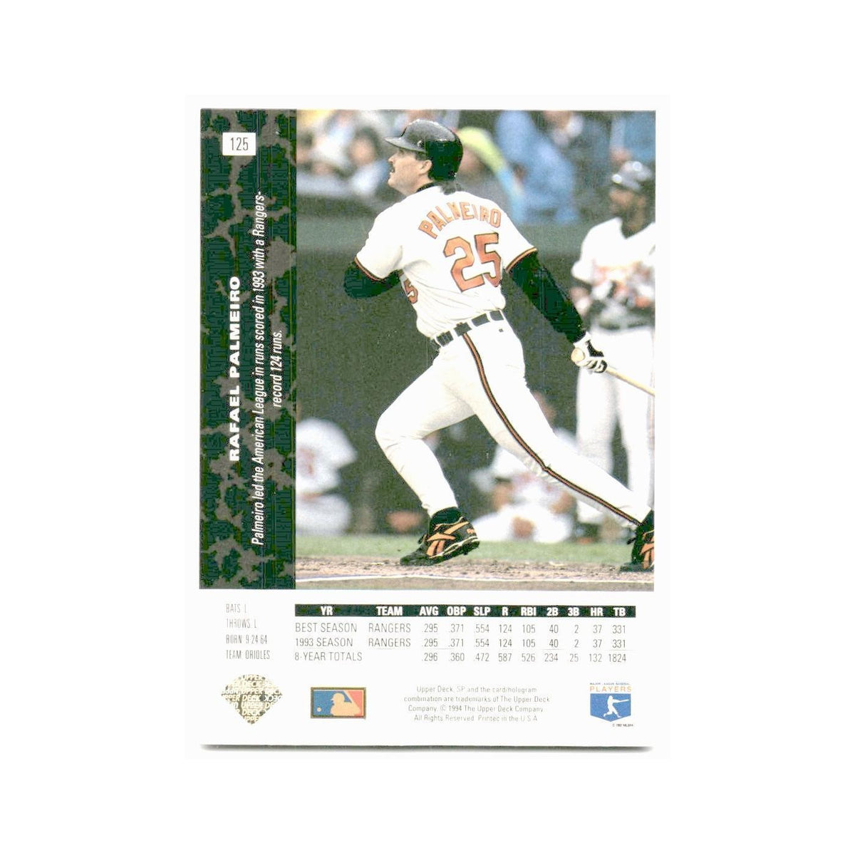 Rafael Palmeiro 1994 SP #125 Baltimore Orioles Baseball Card NM