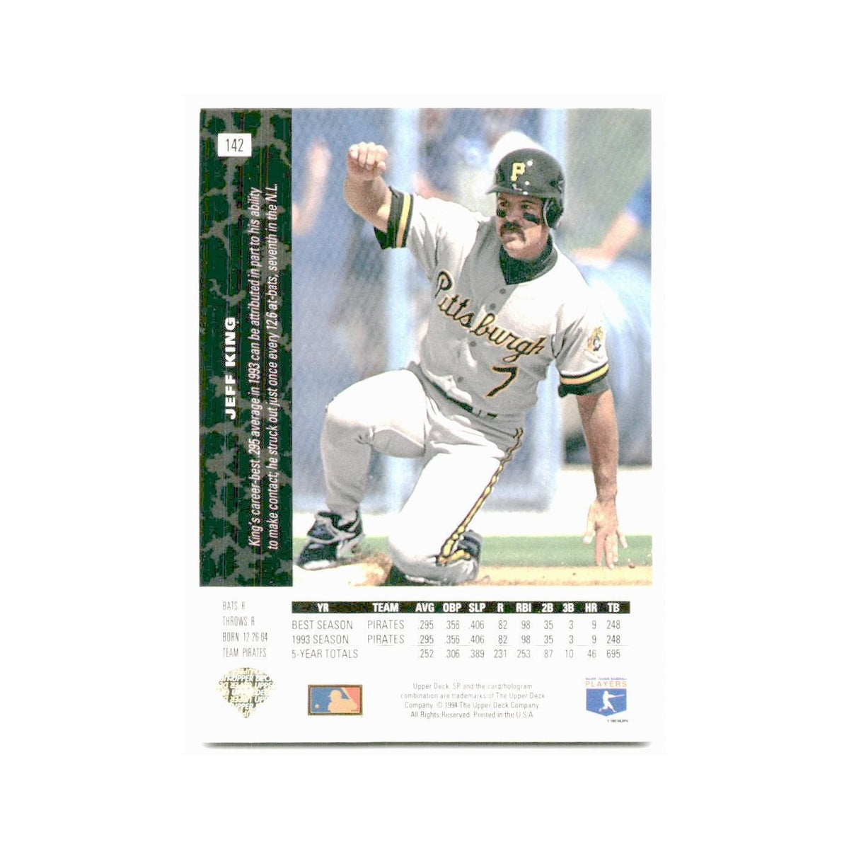 Jeff King 1994 SP #142 Pittsburgh Pirates Baseball Card NM