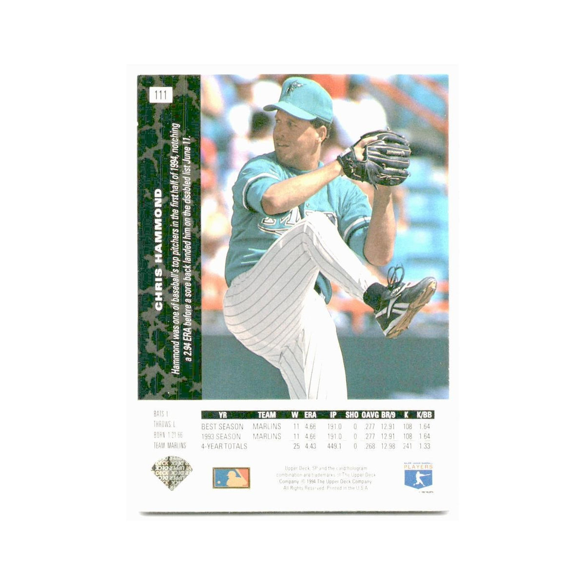 Chris Hammond 1994 SP #111 Florida Marlins Baseball Card NM