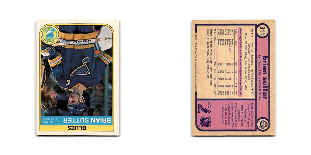 1982 O-Pee-Chee Brian Sutter St. Louis Blues #311