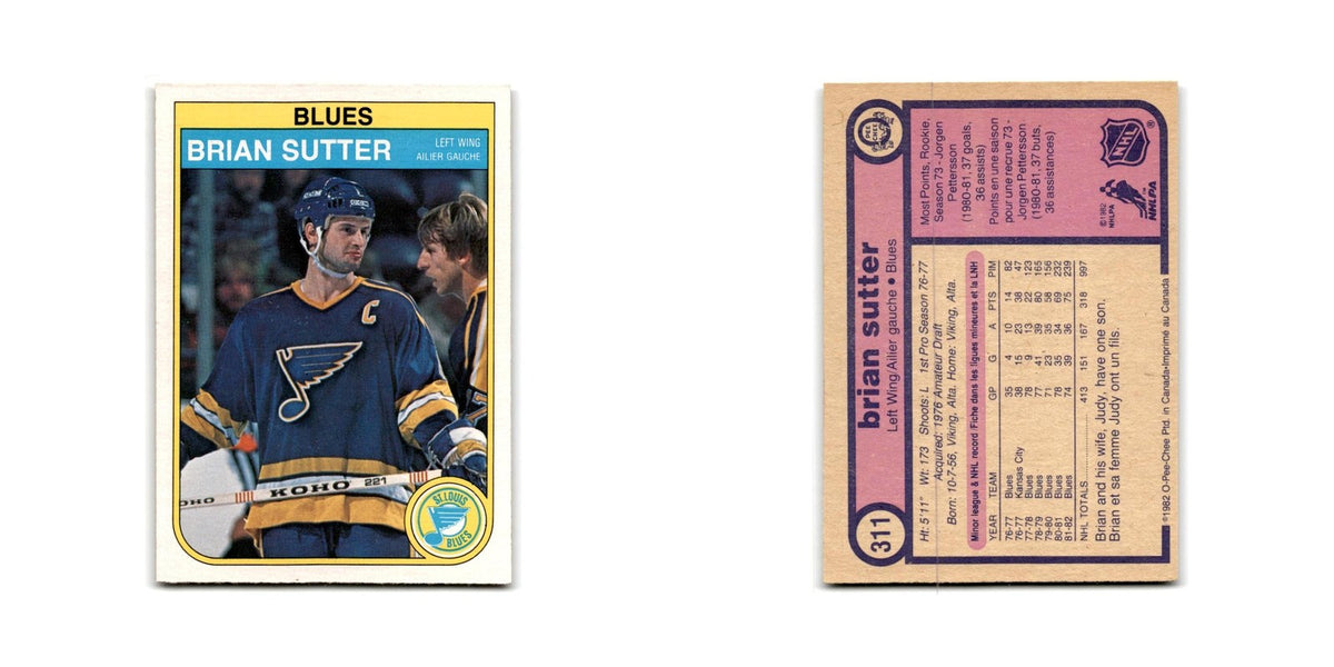 1982 O-Pee-Chee Brian Sutter St. Louis Blues #311