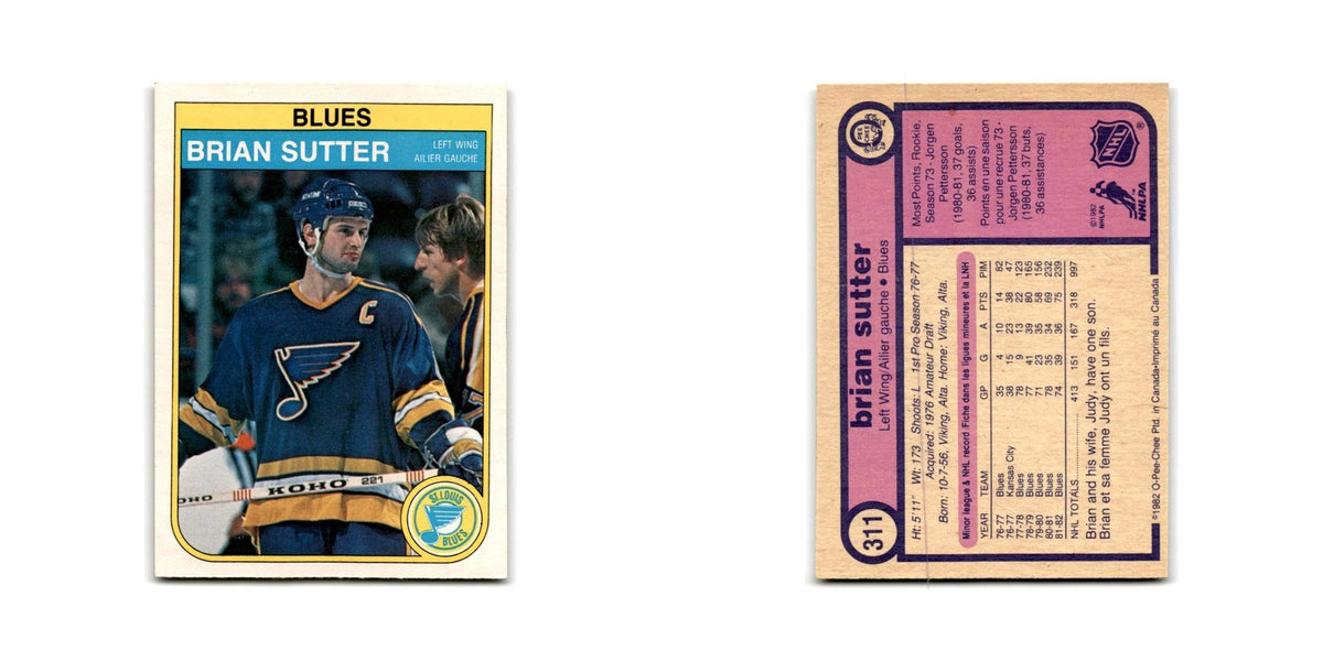 1982 O-Pee-Chee Brian Sutter St. Louis Blues #311