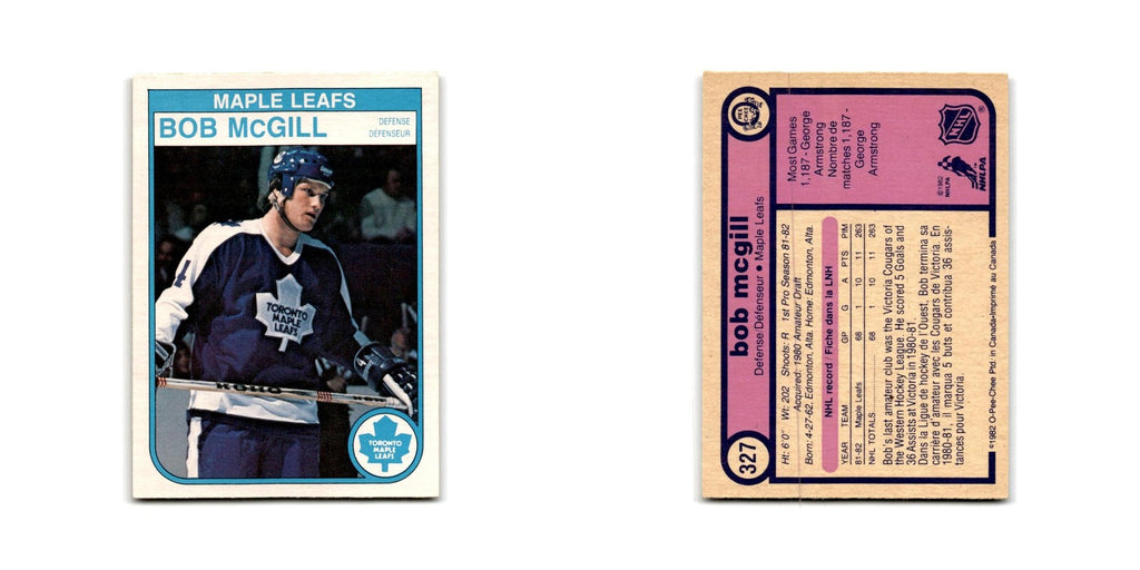 1982 O-Pee-Chee Bob McGill RC Toronto Maple Leafs #327