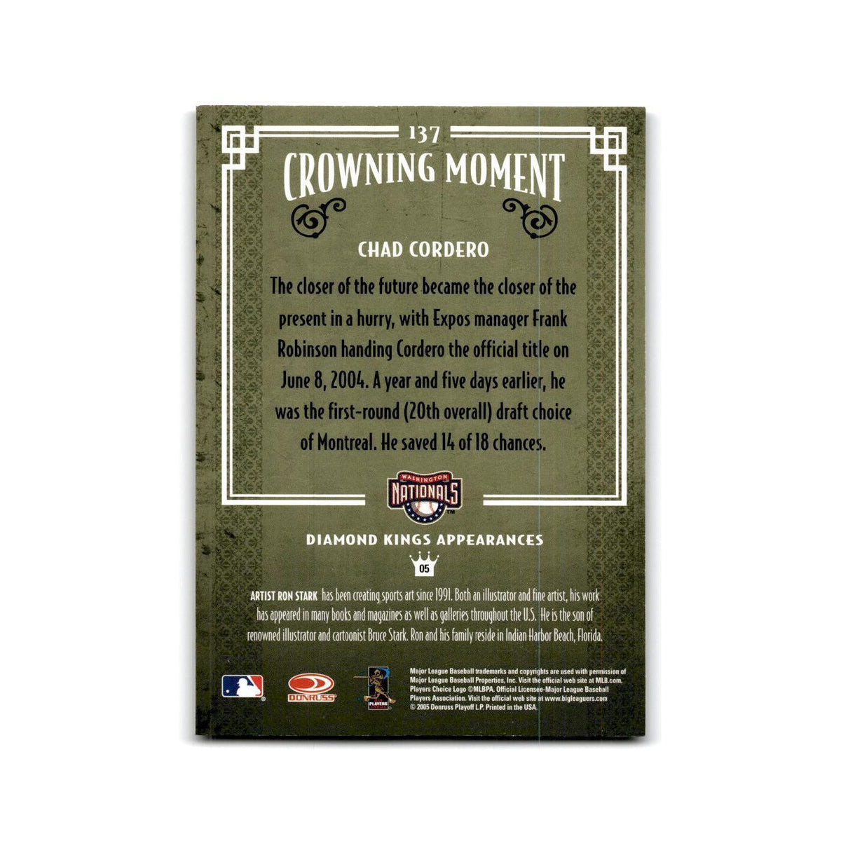 2005 Donruss Diamond Kings Chad Cordero Nationals #137