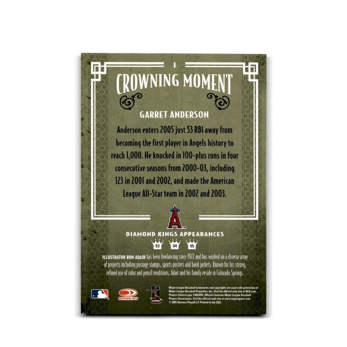 2005 Donruss Diamond Kings Garret Anderson Angels #1