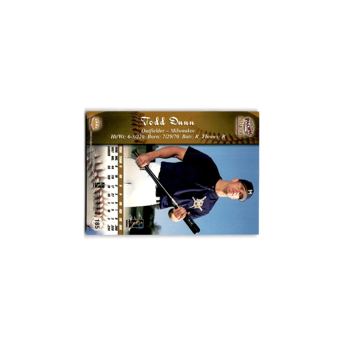1998 Pacific Paramount Todd Dunn Brewers #185