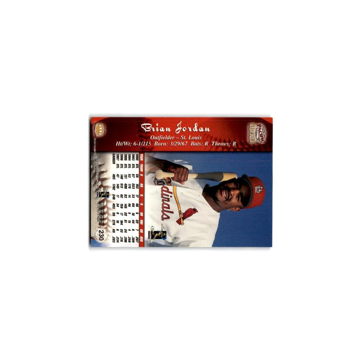 1998 Pacific Paramount Brian Jordan Cardinals #230