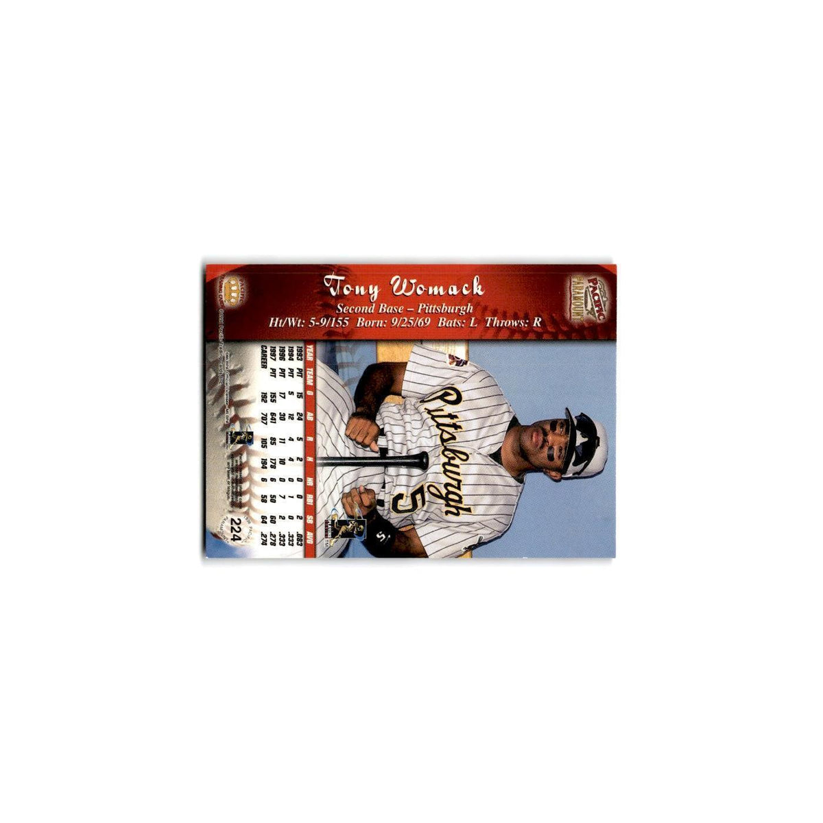 1998 Pacific Paramount Tony Womack Pirates #224