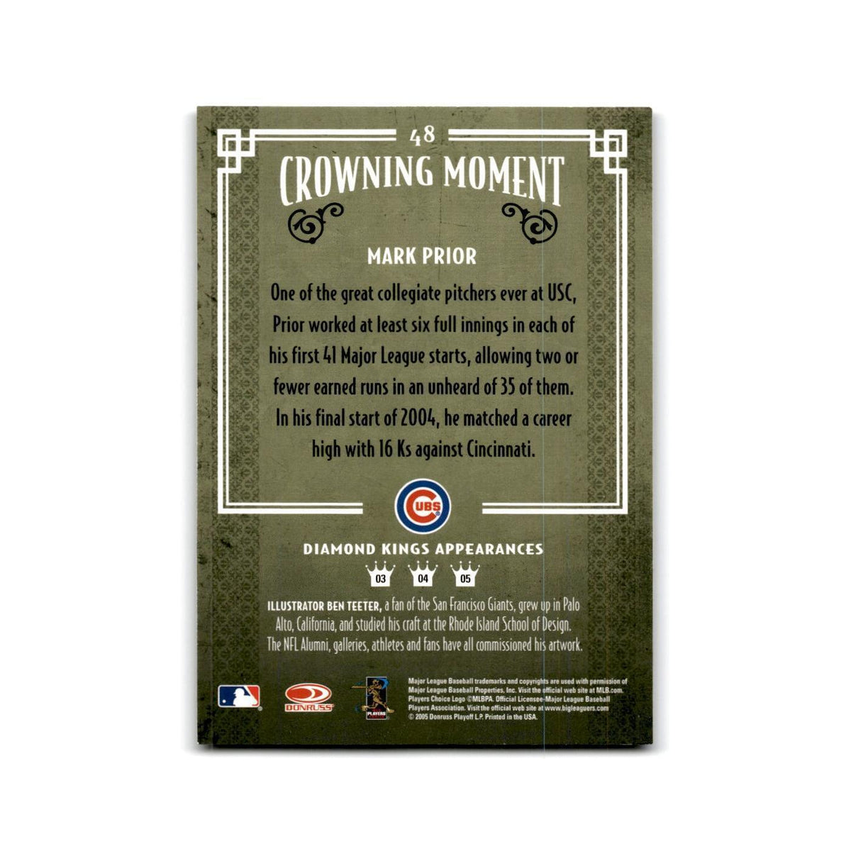 2005 Donruss Diamond Kings Mark Prior Cubs #48