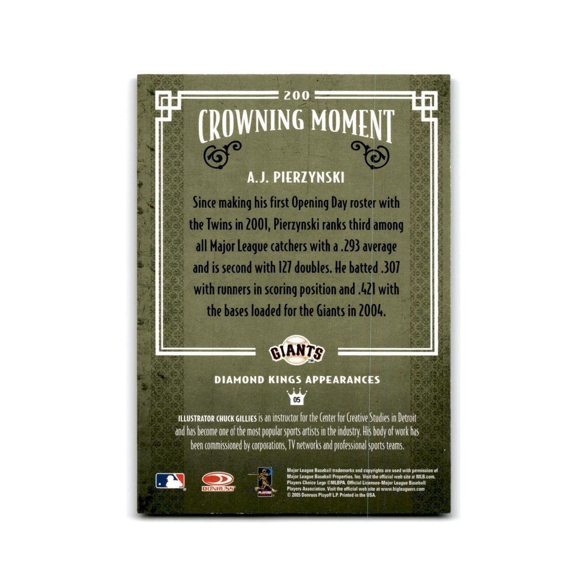 2005 Donruss Diamond Kings A.J. Pierzynski Giants #200