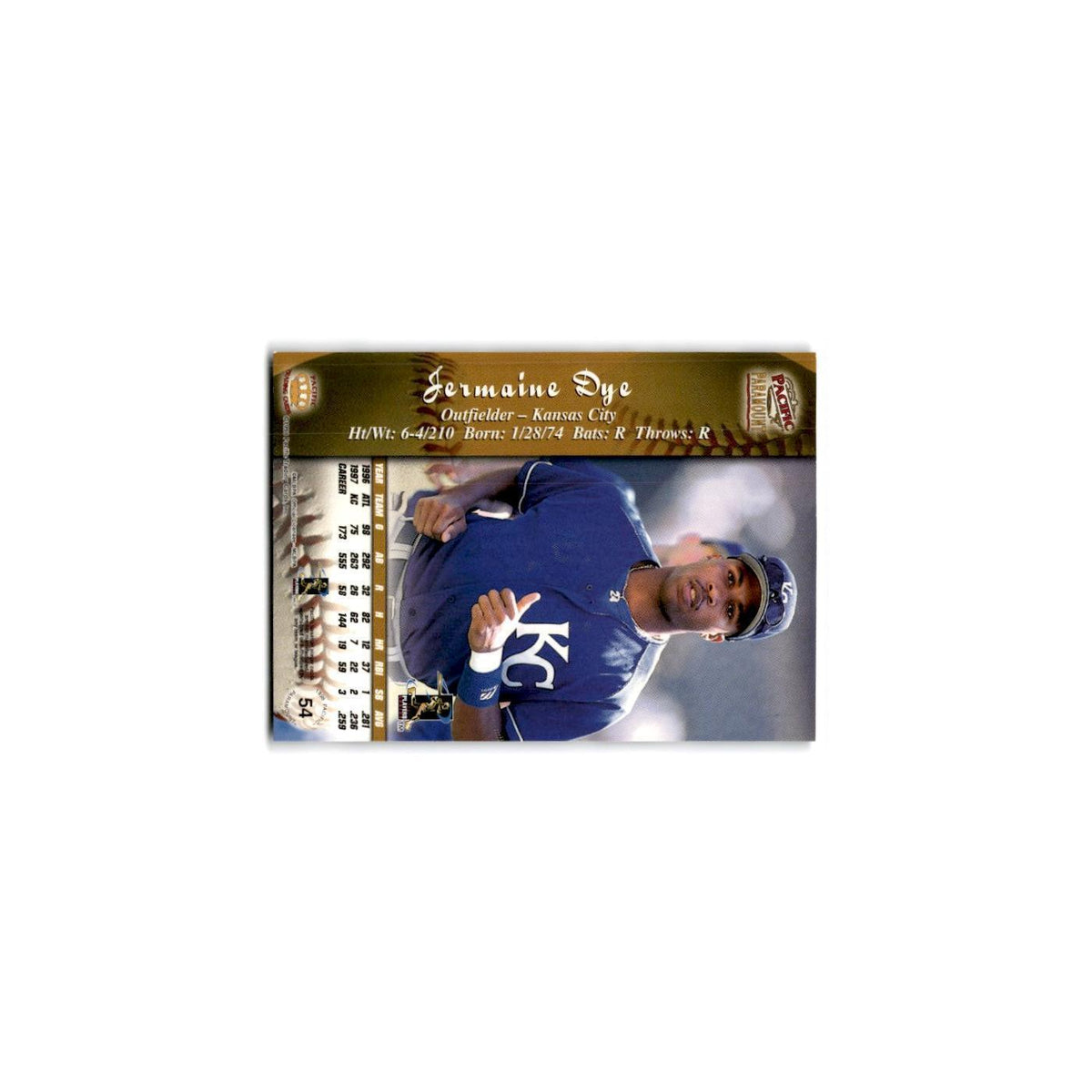 1998 Pacific Paramount Jermaine Dye Royals #54