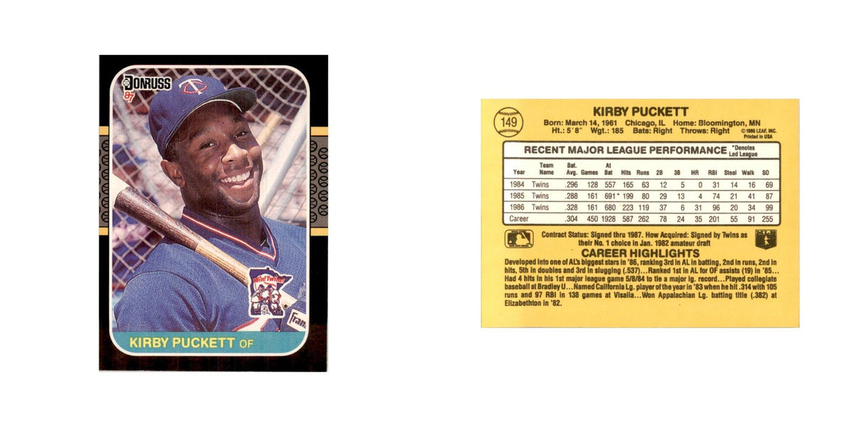 1987 Donruss Baseball Card Kirby Puckett Twins #149