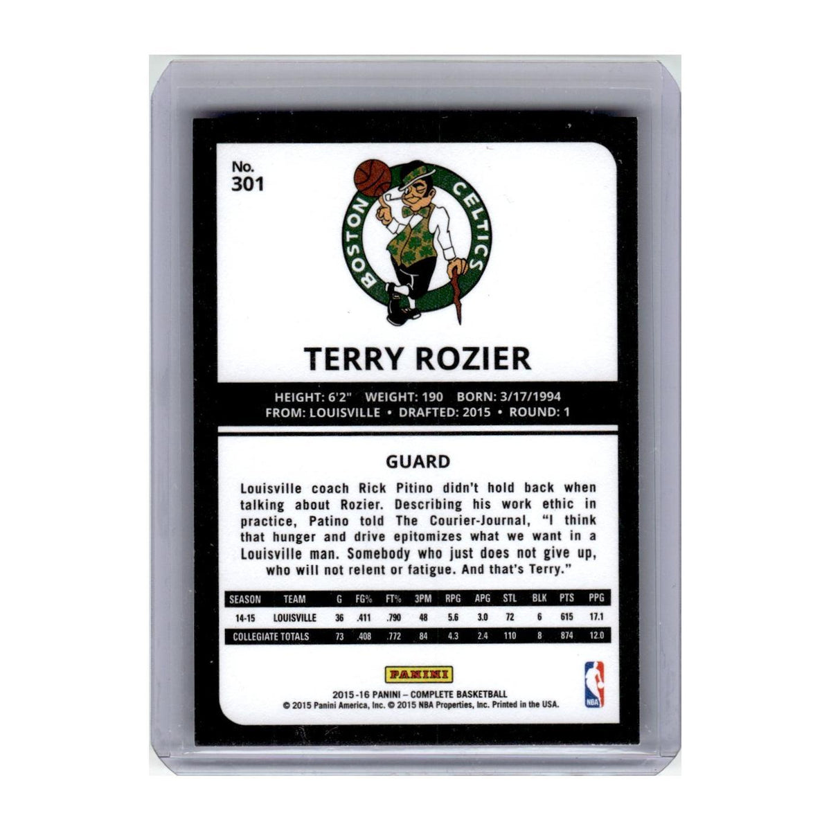 2015 Panini Complete Terry Rozier RC Celtics #301