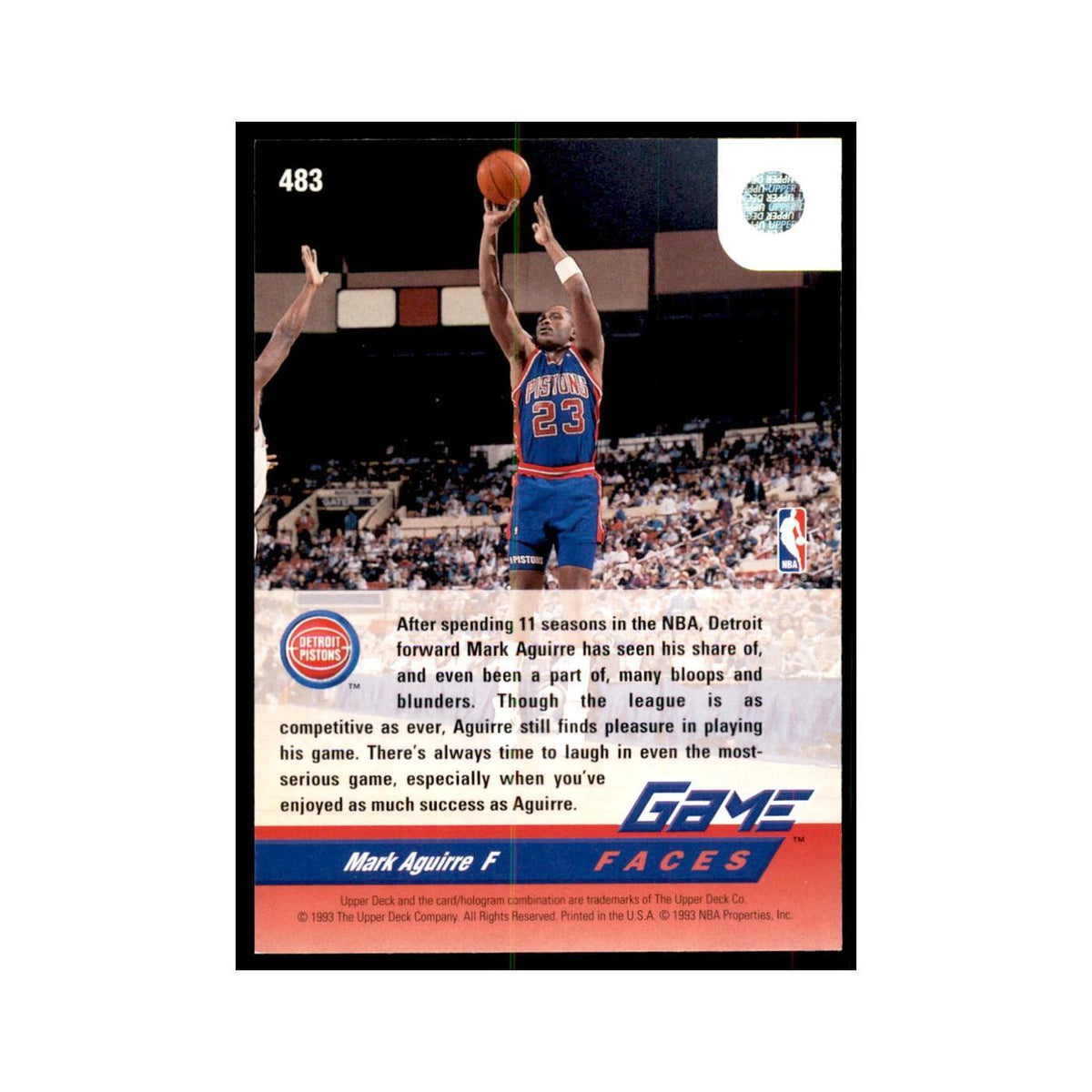 1992 Upper Deck Mark Aguirre Basketball Cards #483