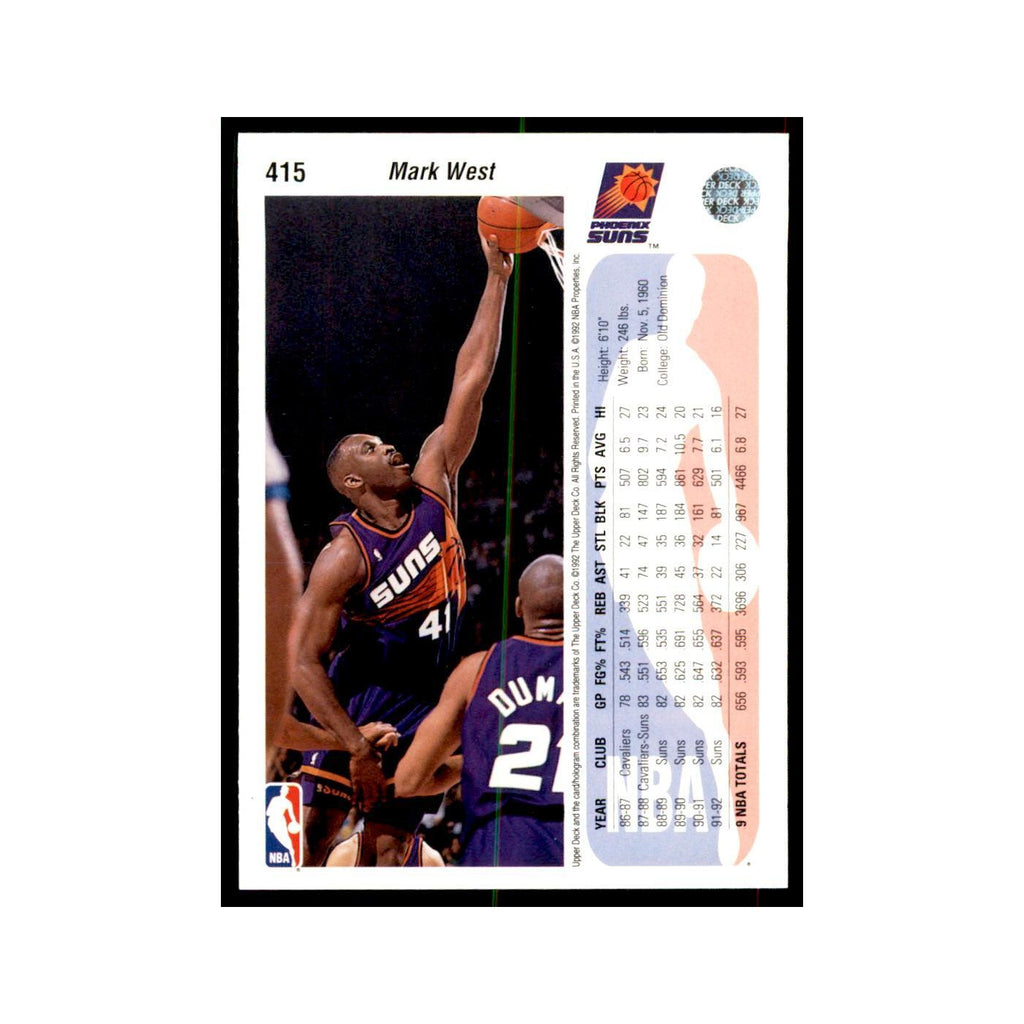 1992 Upper Deck Mark West Basketball Cards #415