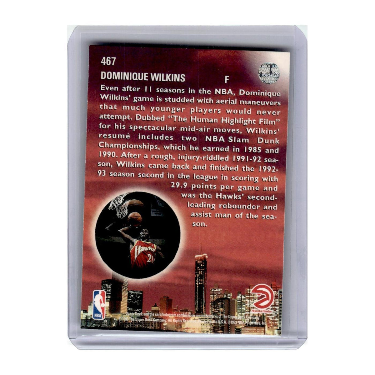 1993 Upper Deck Dominique Wilkins Hawks #467