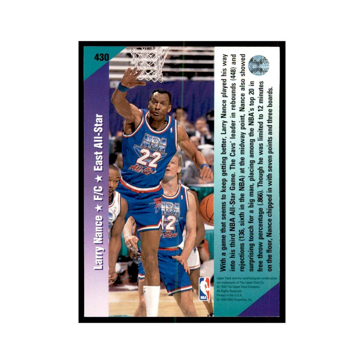 1992 Upper Deck Larry Nance Basketball Cards #430