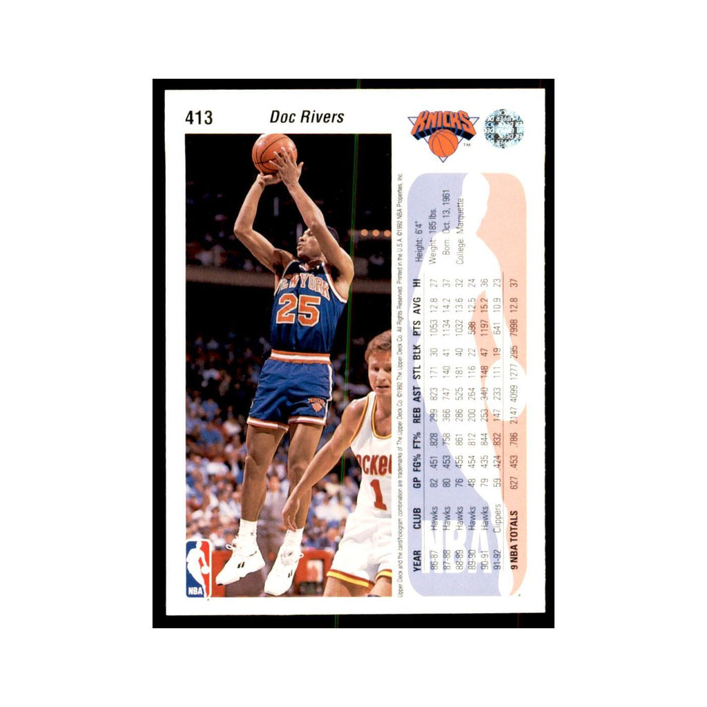 1992 Upper Deck Doc Rivers Basketball Cards #413
