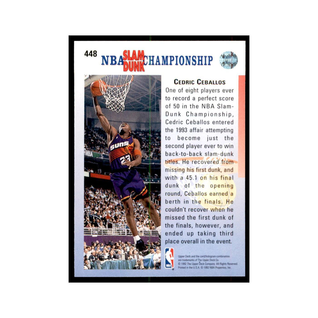 1992 Upper Deck Cedric Ceballos Basketball Cards #448