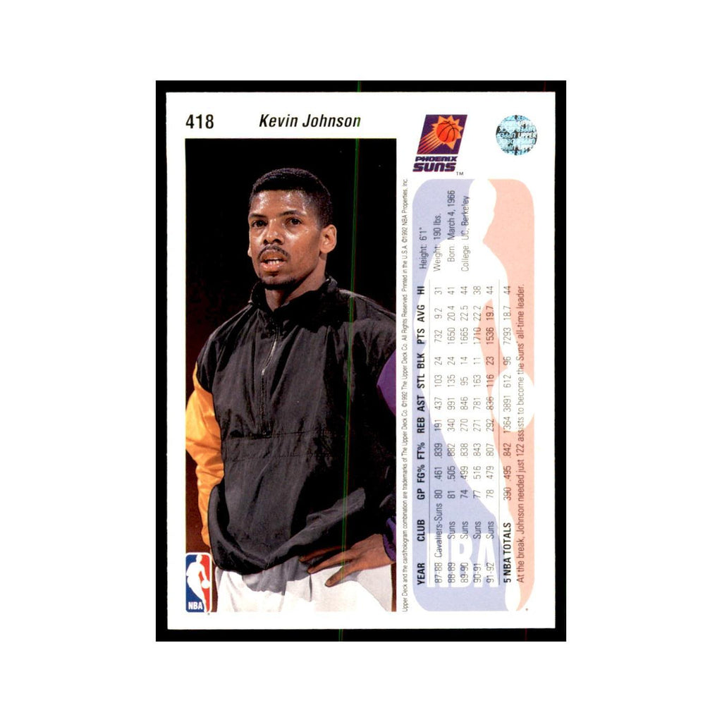 1992 Upper Deck Kevin Johnson Basketball Cards #418