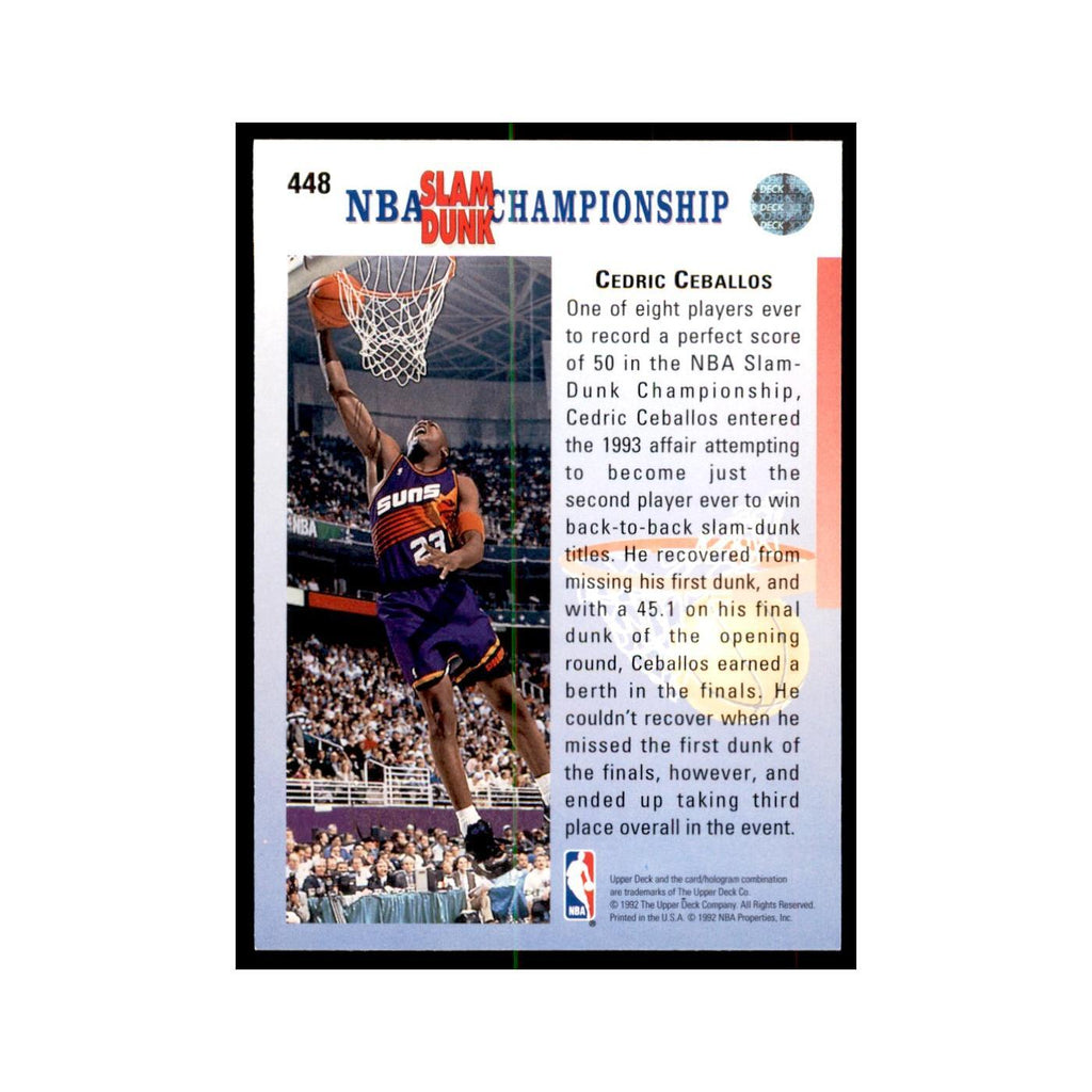 1992 Upper Deck Cedric Ceballos Basketball Cards #448