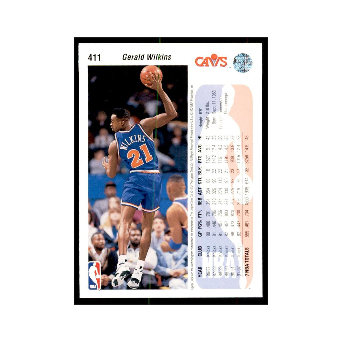 1992 Upper Deck Gerald Wilkins Basketball Cards #411