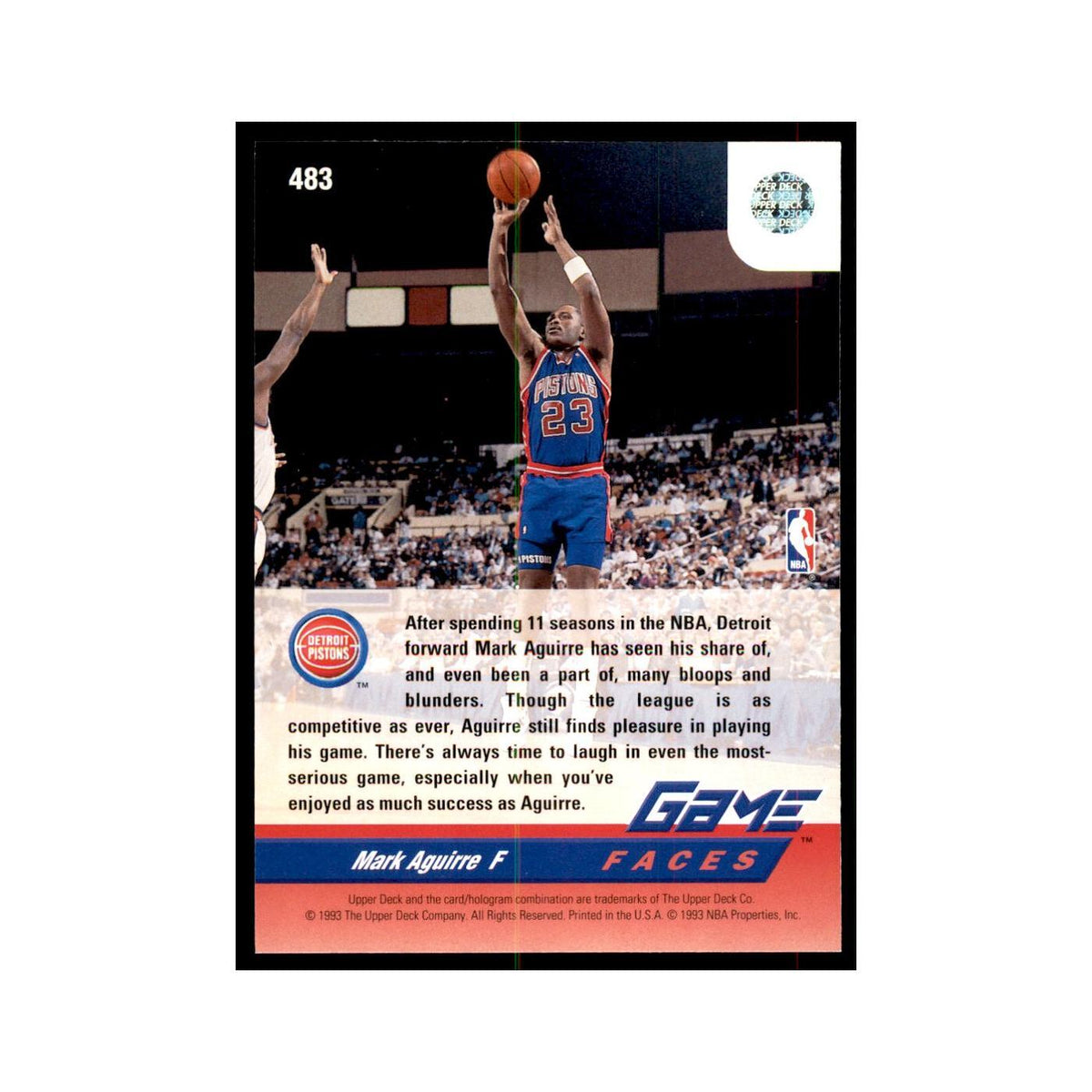 1992 Upper Deck Mark Aguirre Basketball Cards #483