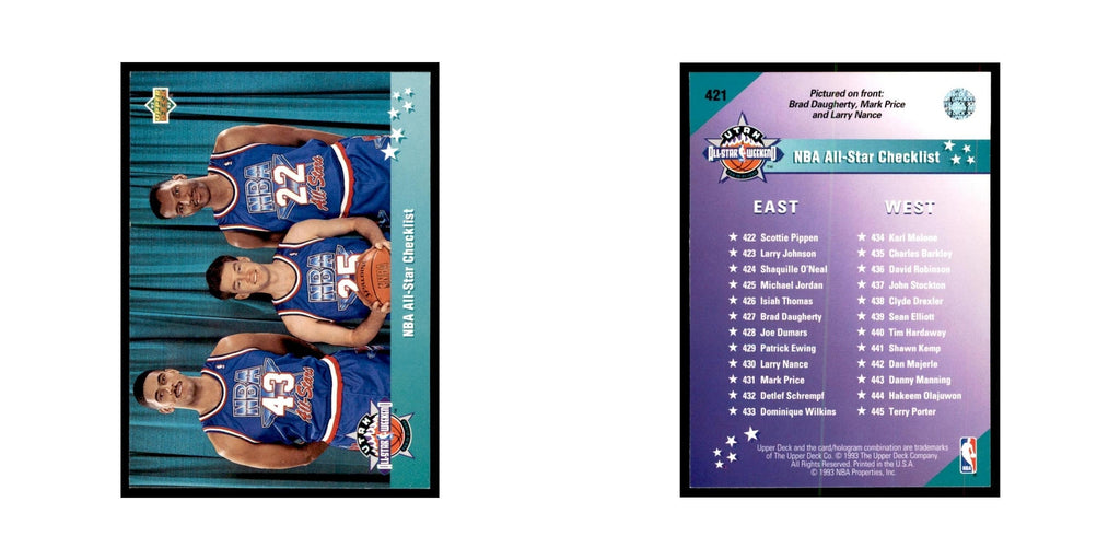1992 Upper Deck Daugherty/Price/Nance Basketball Cards #421