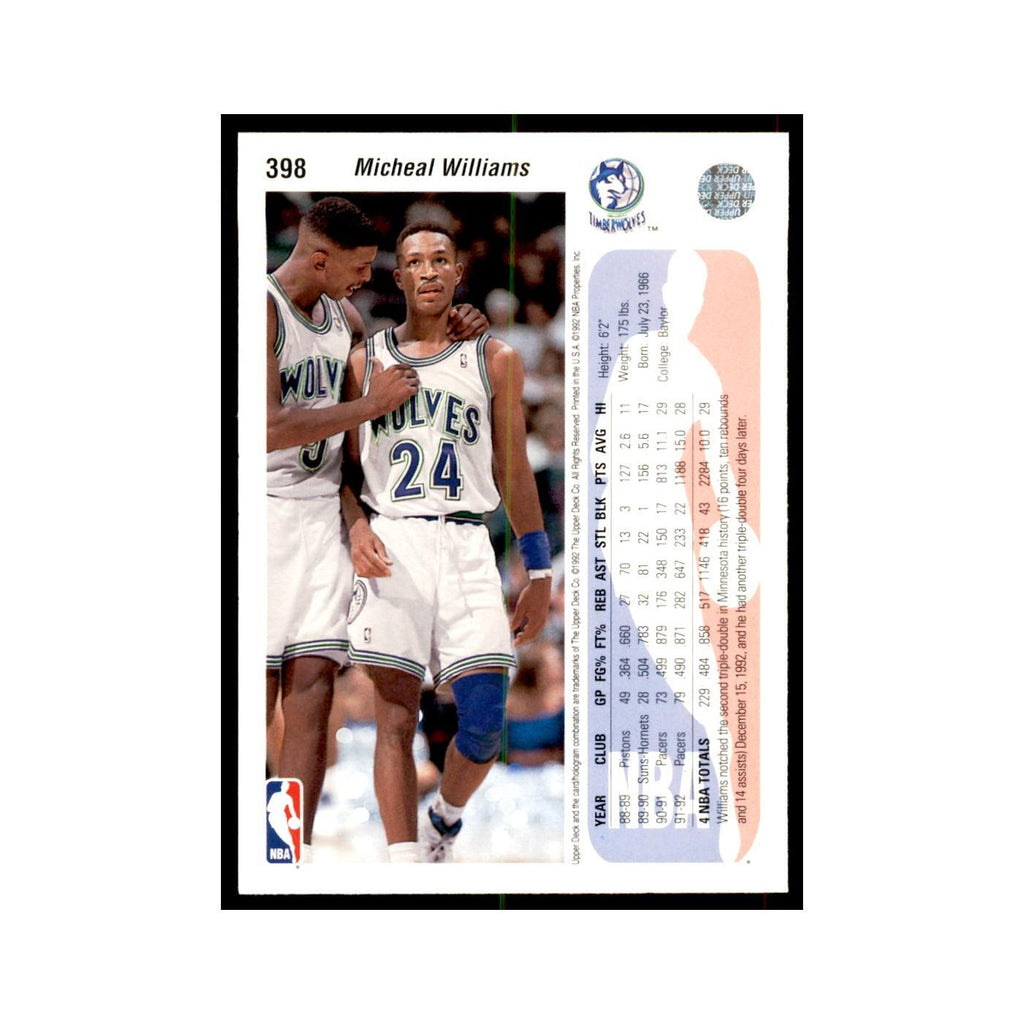 1992 Upper Deck Micheal Williams Basketball Cards #398
