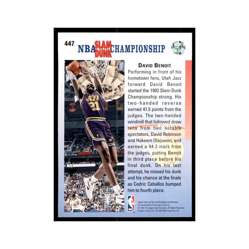 1992 Upper Deck David Benoit Basketball Cards #447