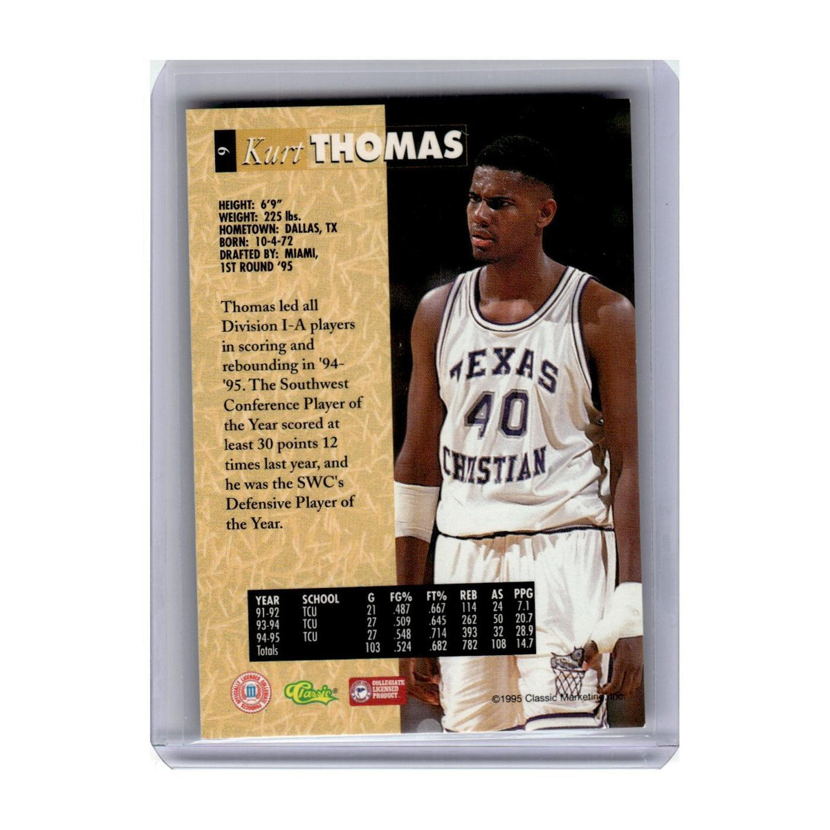 1995 Classic Kurt Thomas TCU Horned Frogs #9