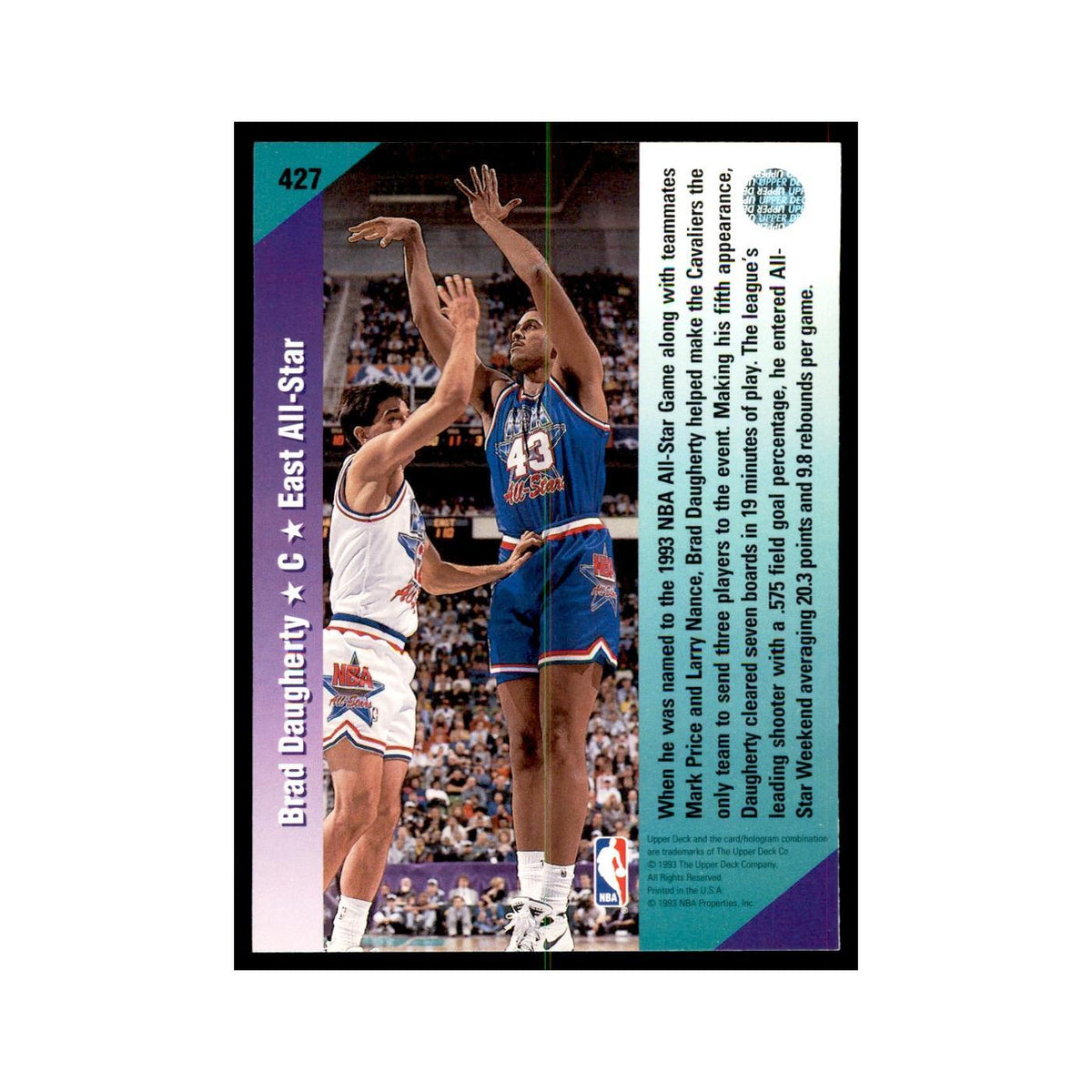1992 Upper Deck Brad Daugherty Basketball Cards #427