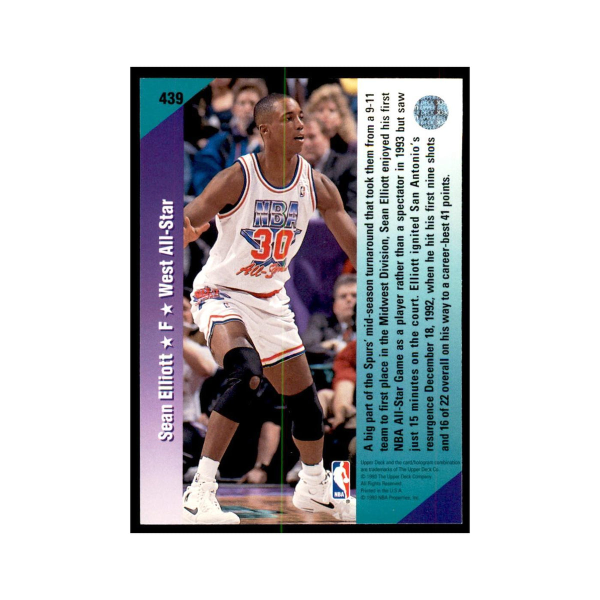 1992 Upper Deck Sean Elliott Basketball Cards #439