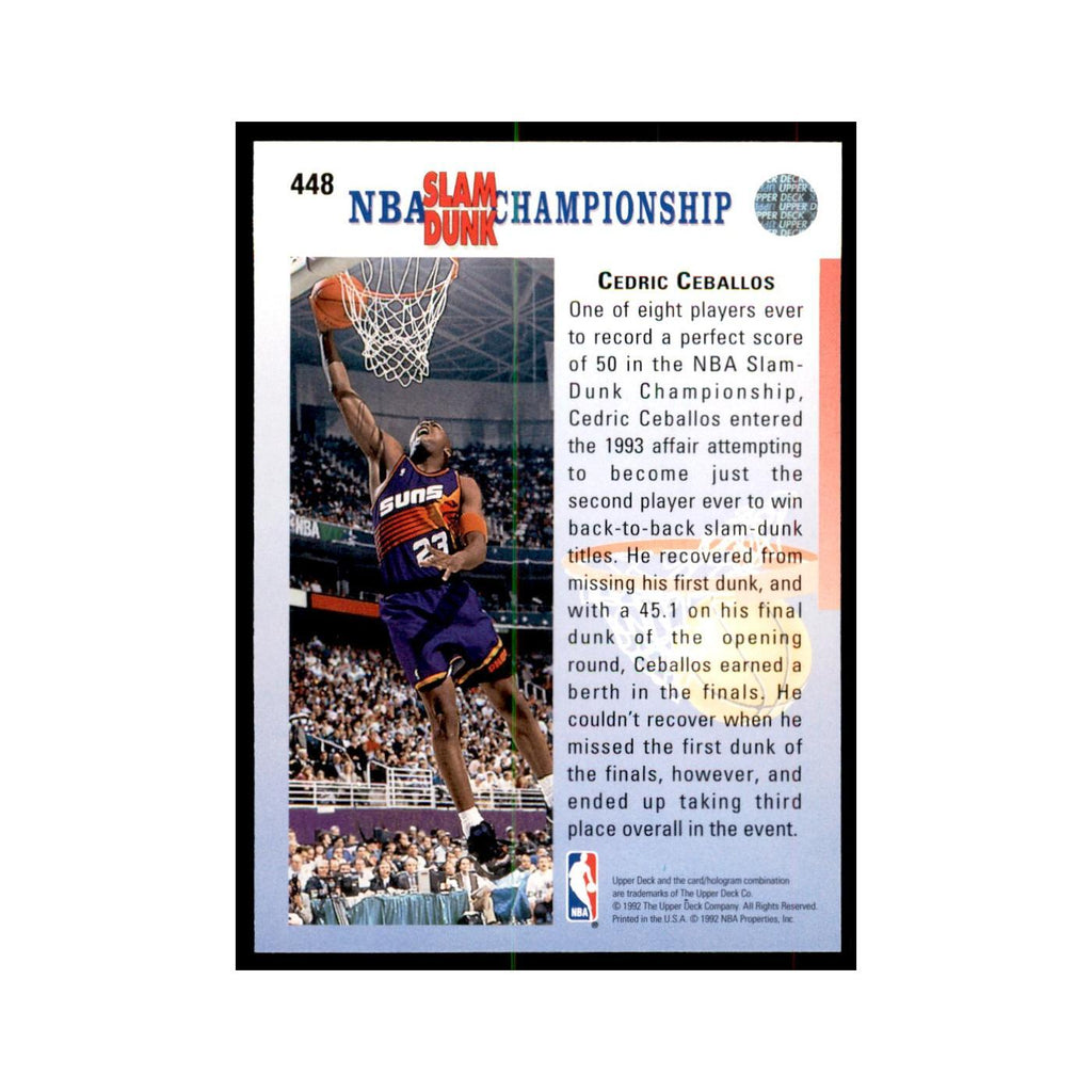 1992 Upper Deck Cedric Ceballos Basketball Cards #448