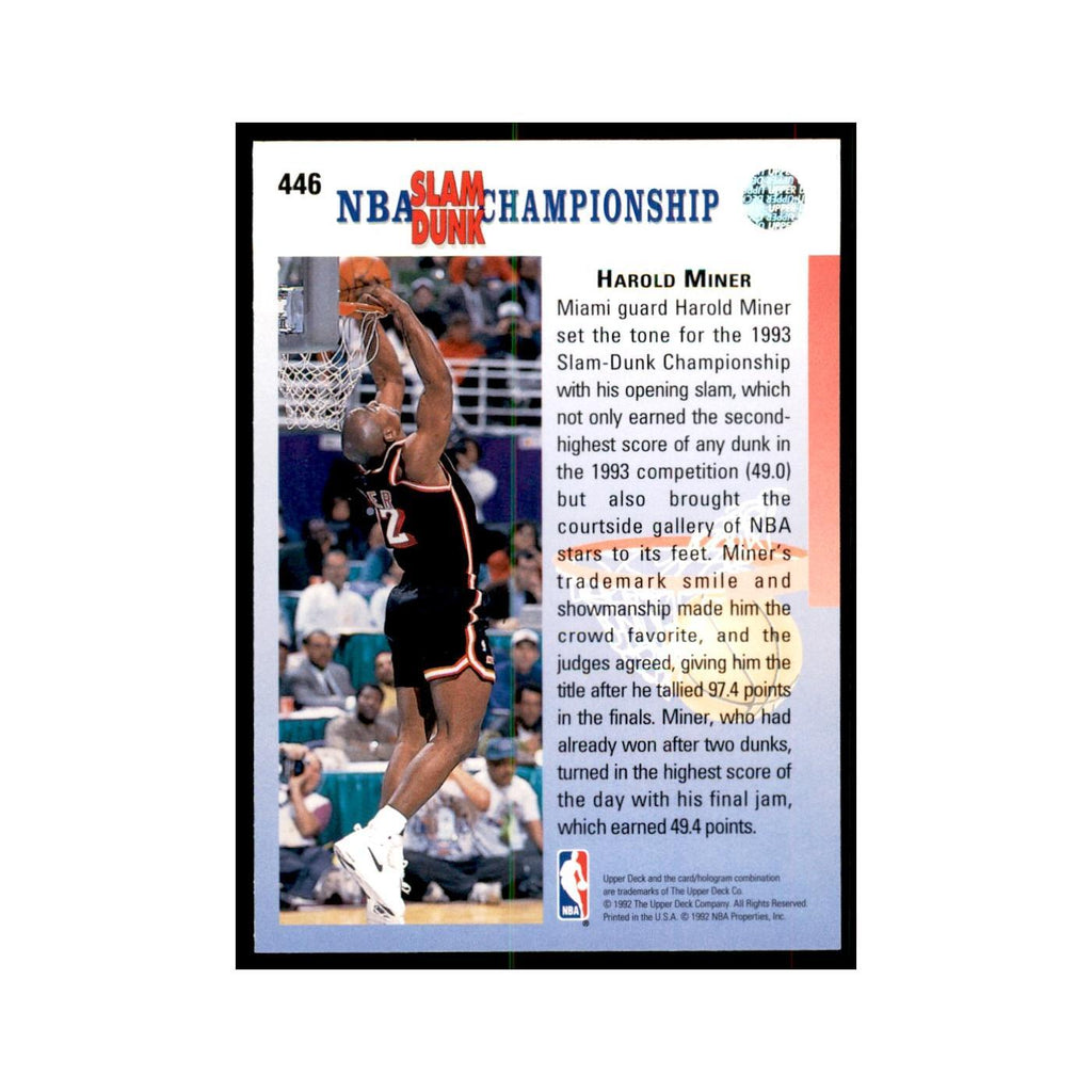 1992 Upper Deck Harold Miner Basketball Cards #446