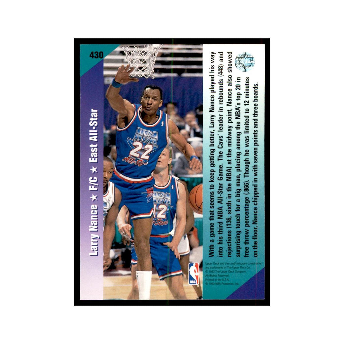 1992 Upper Deck Larry Nance Basketball Cards #430