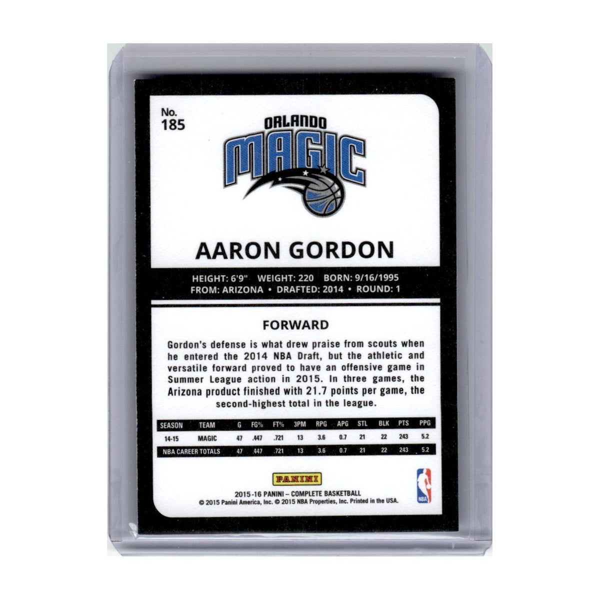 2015 Panini Complete Aaron Gordon Magic #185