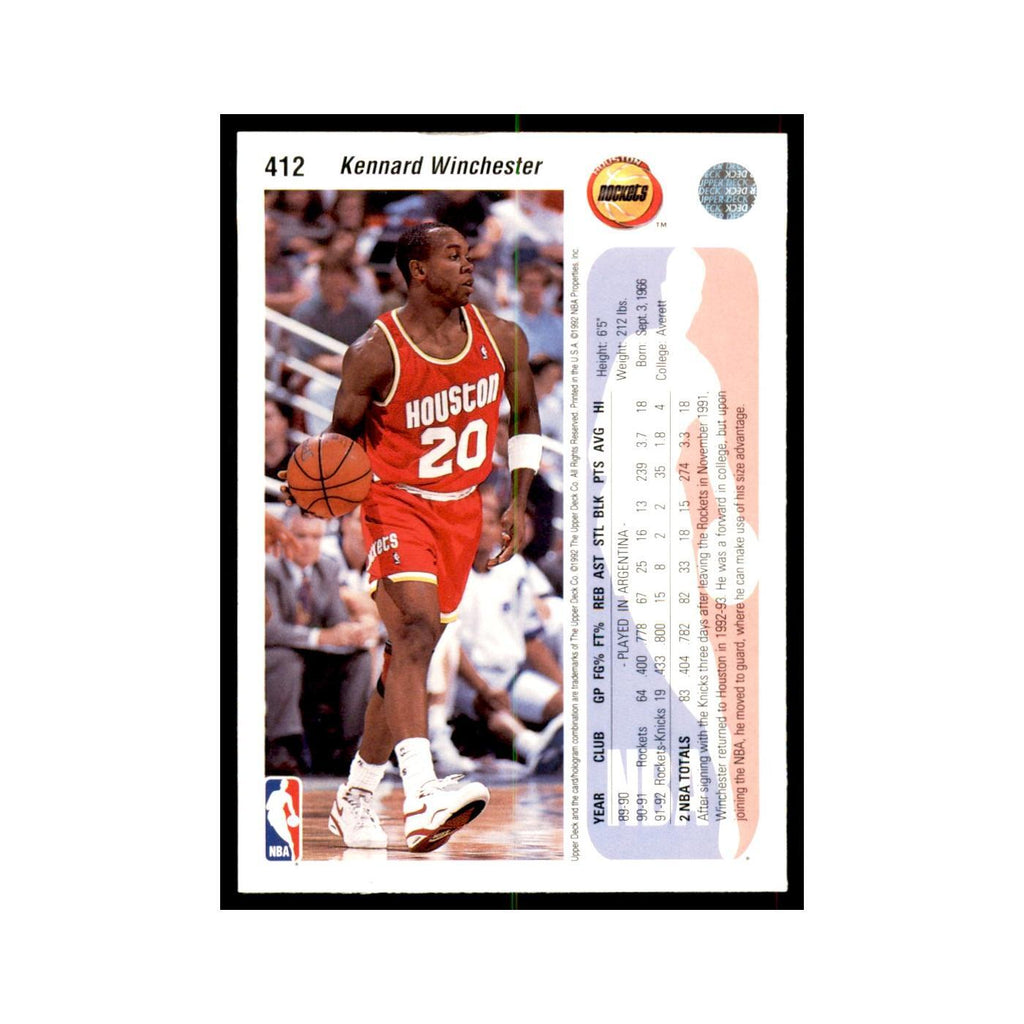 1992 Upper Deck Kennard Winchester Basketball Cards #412