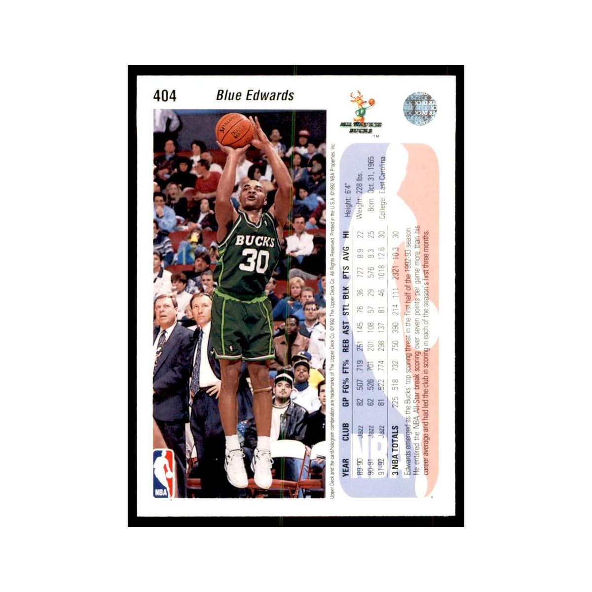 1992 Upper Deck Blue Edwards Basketball Cards #404