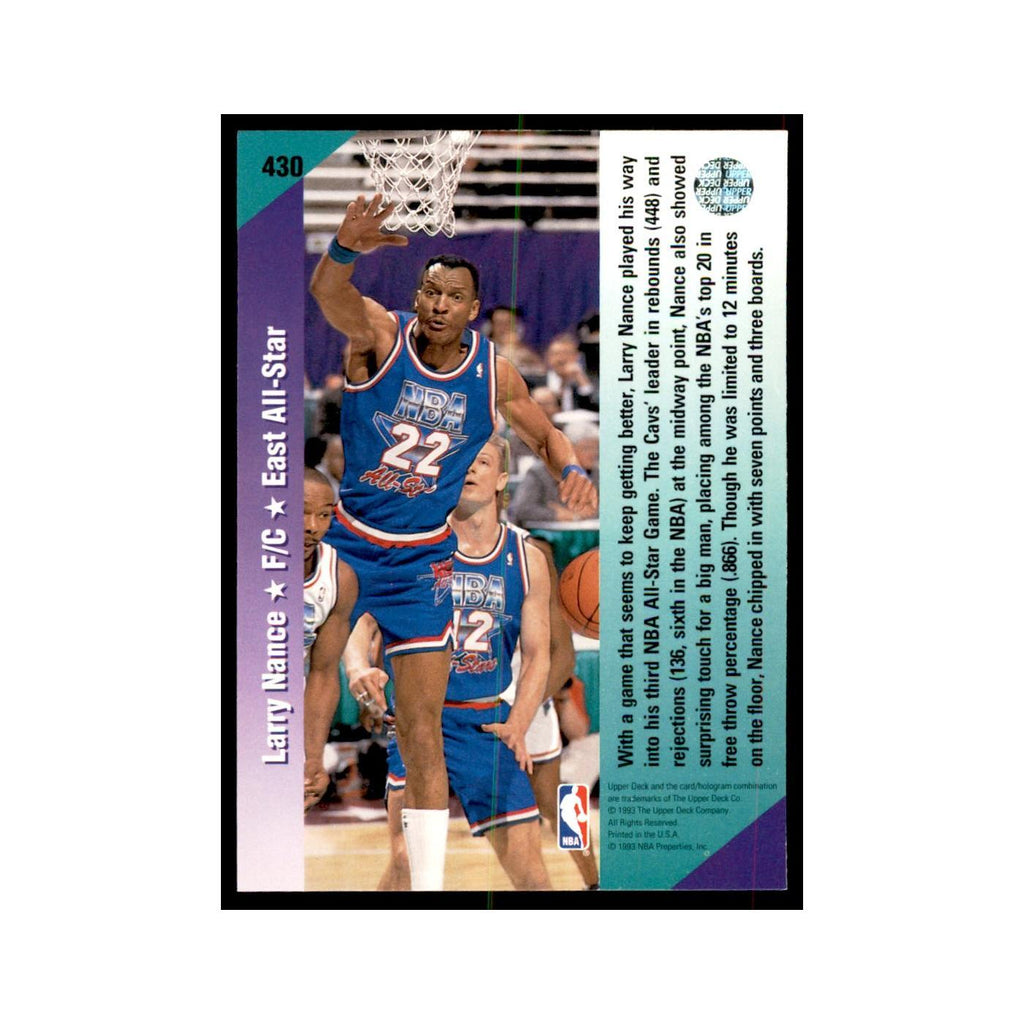 1992 Upper Deck Larry Nance Basketball Cards #430