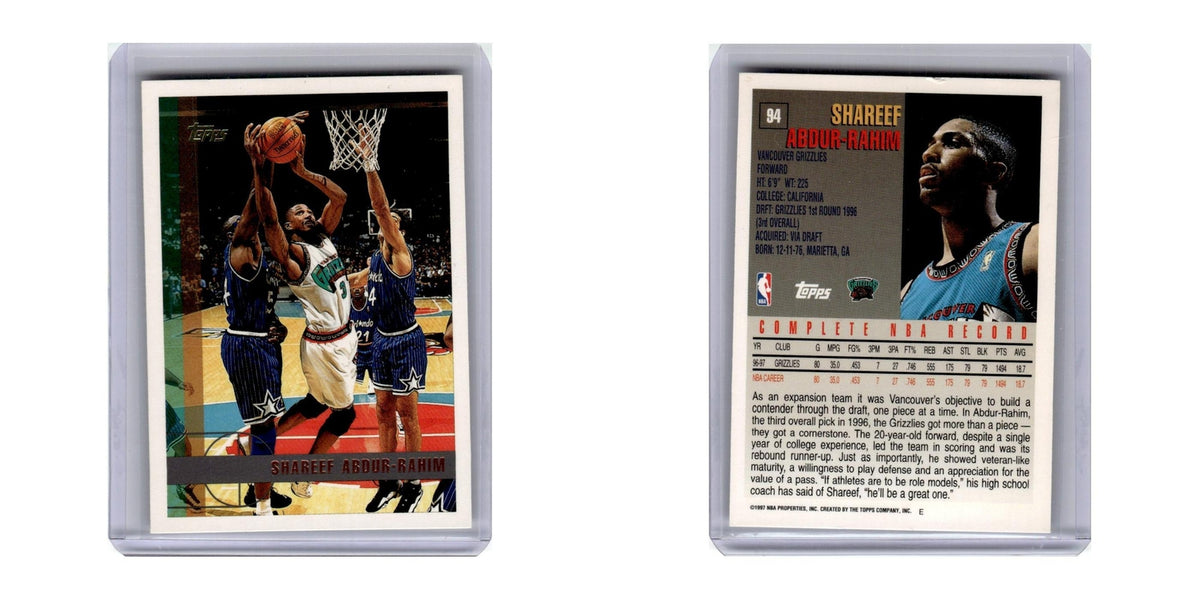 1997 Topps Shareef Abdur-Rahim Vancouver Grizzlies #94