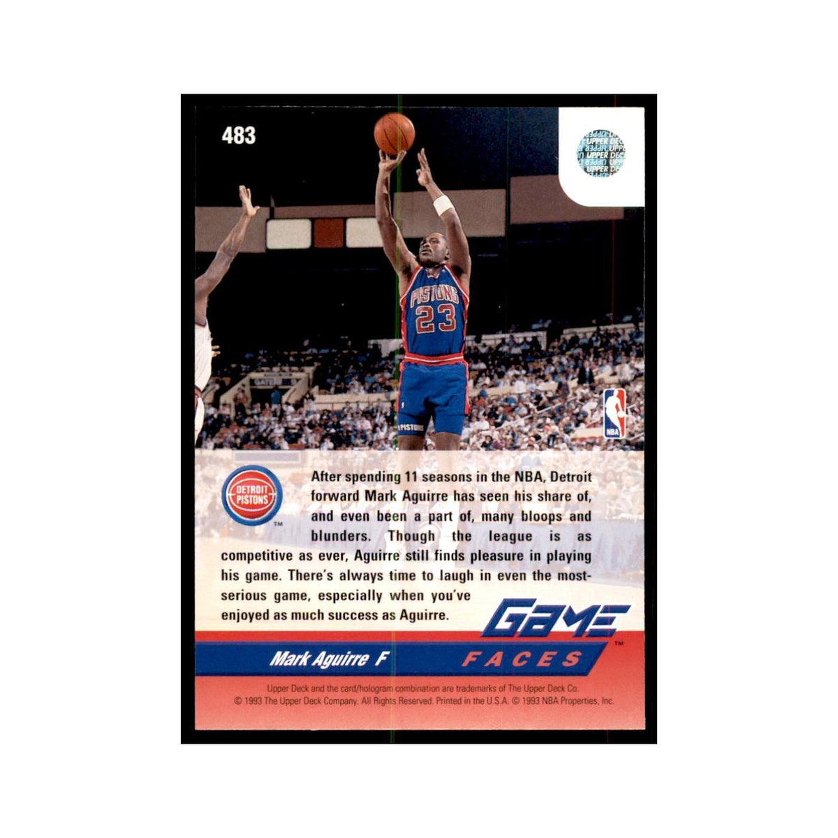 1992 Upper Deck Mark Aguirre Basketball Cards #483